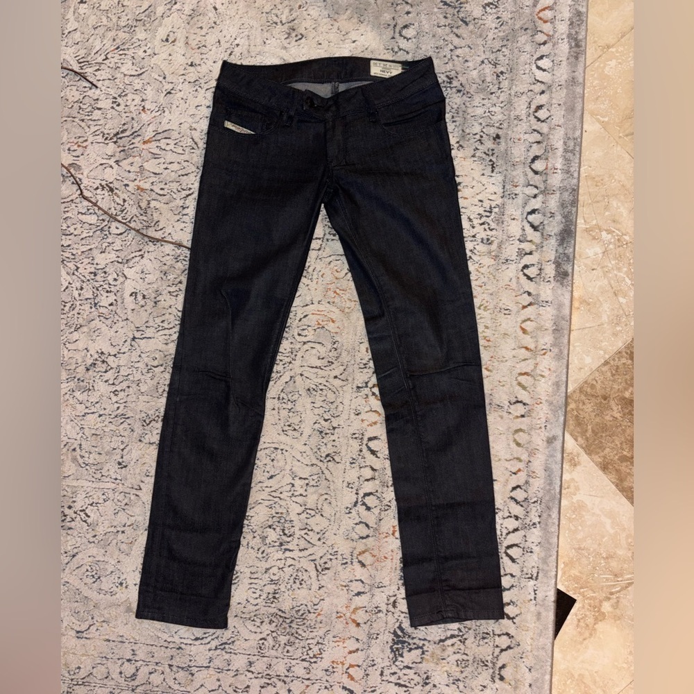 Diesel Nevy Slim Straight Stretch Jeans Low Dark Wash 26x30 Italy (2009) Women's - Picture 1 of 13